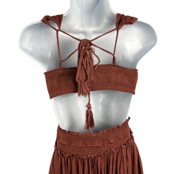 Free People Santa Maria Brown Rust Maxi Dress Size XS - Picture 7 of 8